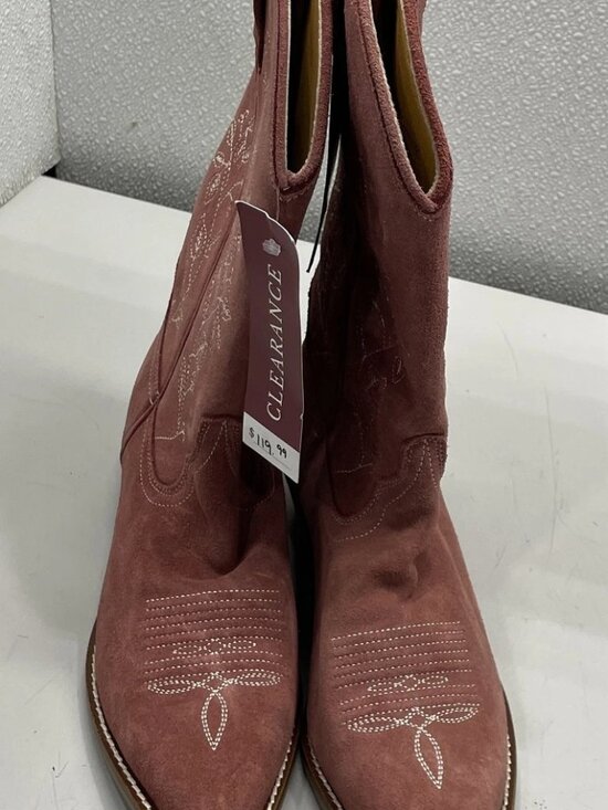 Shyanne Shoes - Shyanne Women's Bambi Suede Western Boots Snip Toe Red Suede Size 7.5B BSWSP24L9